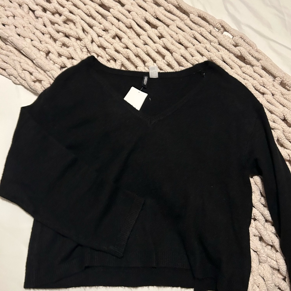 Divided Black V-Neck Women's Sweater